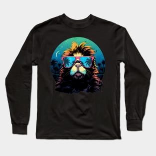 Retro Wave Peruvian Guinea Pig Sunglas Shirt Long Sleeve T-Shirt